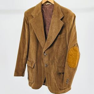 Vintage 70s Talisman Corduroy Brown Japan Utility Elbow Patch Workwear Blazer